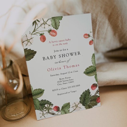 Aardbeien Baby Shower Uitnodiging