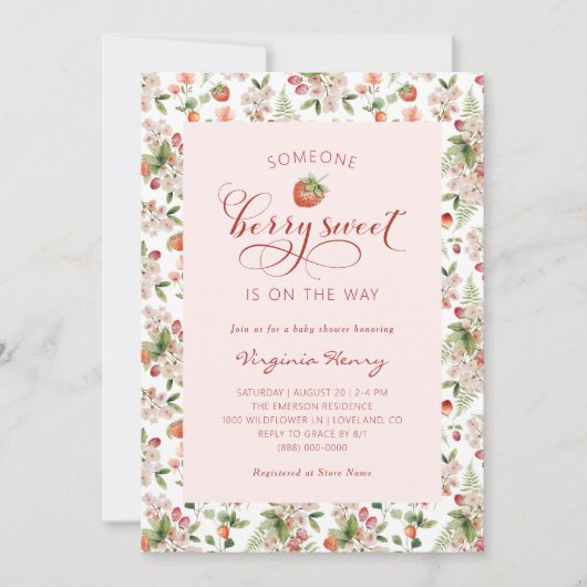 Aardbeien Baby Shower Uitnodiging (Voorkant)