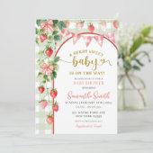 Aardbeien Baby Shower Uitnodiging (Staand voorkant)
