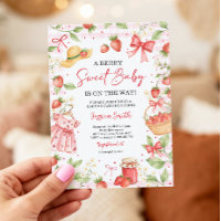 Aardbeien Baby Shower Uitnodiging Bes Aardige Baby
