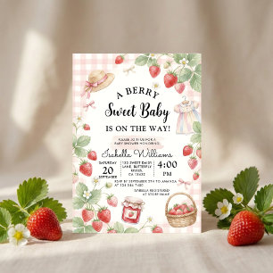 Aardbeien baby shower Uitnodiging Eerste Bes Zoet
