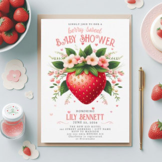 Aardbeien Baby shower | Uitnodiging van Berry Swee