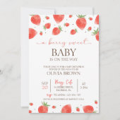 Aardbeien Baby shower | Uitnodiging van Berry Swee (Voorkant)