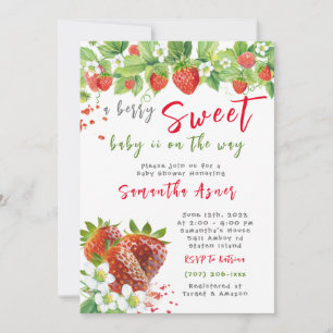Aardbeien Baby Shower Uitnodiging voor Meisje