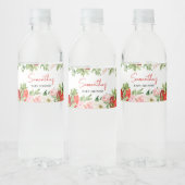 Aardbeien Baby shower Waterfles Etiket (Flessen)