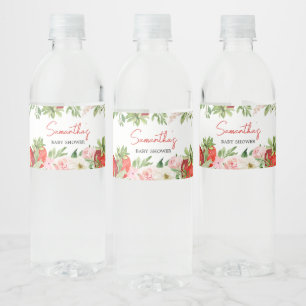 Aardbeien Baby shower Waterfles Etiket