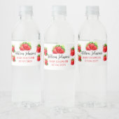 Aardbeien Baby shower Waterfles Etiket (Flessen)