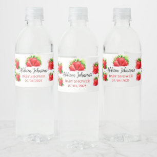 Aardbeien Baby shower Waterfles Etiket