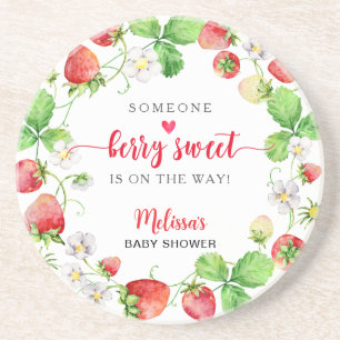 Aardbeien Baby Shower Zandsteen Onderzetter