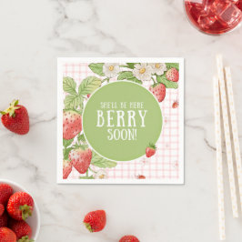 Aardbeien Baby Shower "Ze zal hier heel snel zijn" Servet