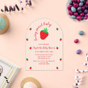 Aardbeien Baby Shower Zoet als Baby Acryl Uitnodigingen