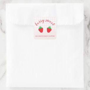 Aardbeien Baby Shower Zoet als Baby Vierkante Sticker