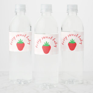 Aardbeien Baby Shower Zoet als Baby Waterfles Etiket