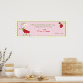 Aardbeien Baby Vervoer | Baby shower banner Poster (Keuken)
