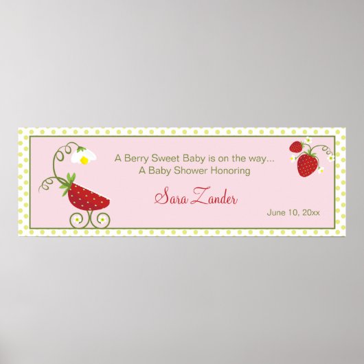 Aardbeien Baby Vervoer | Baby shower banner Poster (Voorkant)