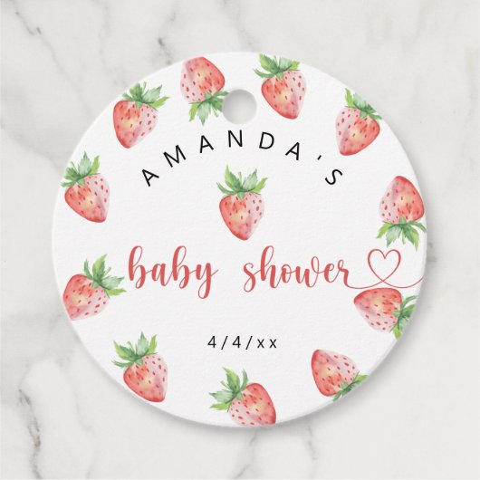 Aardbeien - Babyborrel Bedankjes Labels (Voorkant)