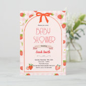 Aardbeien babyshower uitnodiging (Staand voorkant)