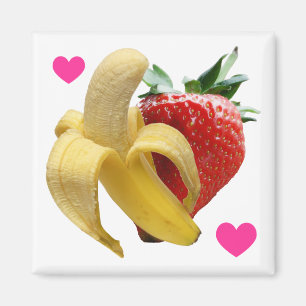 Aardbeien Banana Love Magnet