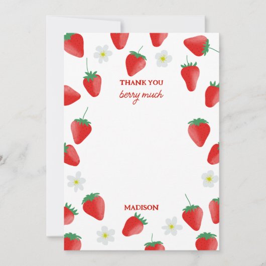 Aardbeien Bedankt Berry Veel Aardbeien Thema (Voorkant)