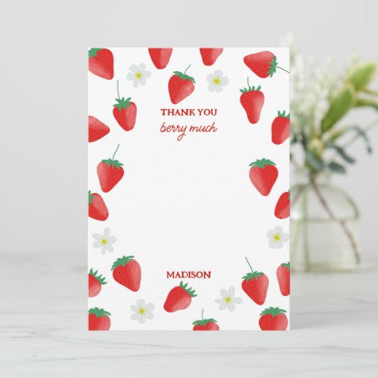 Aardbeien Bedankt Berry Veel Aardbeien Thema (Staand voorkant)