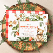 Aardbeien & Beer Berry Sweet Girl Baby shower Kaart