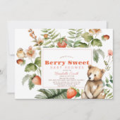 Aardbeien & Beer Berry Sweet Girl Baby shower Kaart (Voorkant)