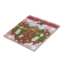 Aardbeien Beer Tile Tegeltje