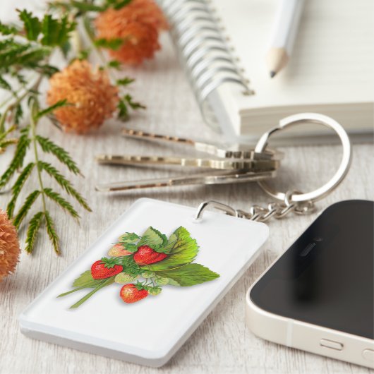   aardbeien, Bericht op rug Sleutelhanger (Voorkant Rechts)