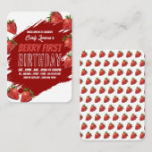 Aardbeien, Berry Eerste Verjaardag Handout Tickets (Voorkant / Achterkant)