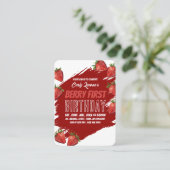 Aardbeien, Berry Eerste Verjaardag Handout Tickets (Staand voorkant)