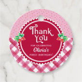 Aardbeien Berry Eerste Verjaardag Meisje Dank u Bedankjes Labels (Voorkant)