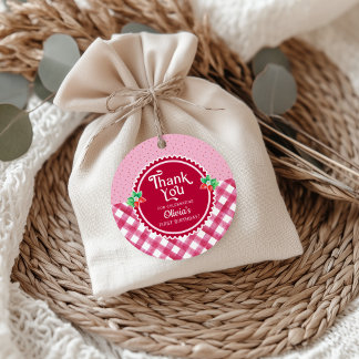 Aardbeien Berry Eerste Verjaardag Meisje Dank u Bedankjes Labels