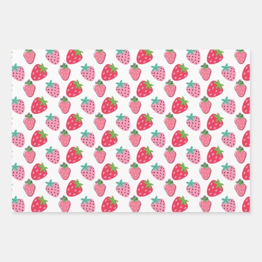 Aardbeien Berry First Birthday Party Pink | Rood Inpakpapier Vel (Voorkant 2)