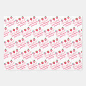 Aardbeien Berry First Birthday Party Pink | Rood Inpakpapier Vel (Voorkant)