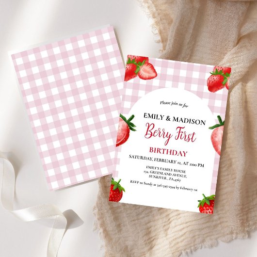 Aardbeien Berry Meisje Eerste Verjaardag| Berry Sw Kaart
