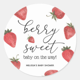 Aardbeien Berry Sweet Baby Favor Ronde Sticker