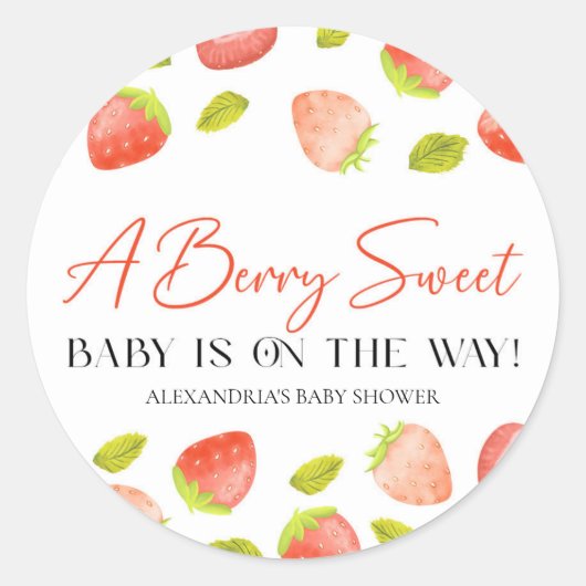 Aardbeien Berry Sweet Baby shower Favor Ronde Sticker (Voorkant)