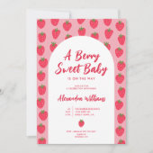 Aardbeien Berry Sweet Baby shower Invitation Kaart (Voorkant)