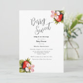 Aardbeien Berry Sweet Baby shower Invitation Kaart (Staand voorkant)