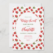 Aardbeien Berry Sweet Baby shower Invitation Kaart (Voorkant)