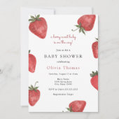 Aardbeien Berry Sweet Baby shower Invitation Kaart (Voorkant)