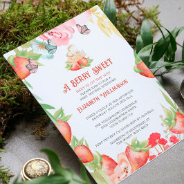 Aardbeien Berry Sweet Baby shower Invitation Kaart