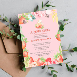 Aardbeien Berry Sweet Baby shower Invitation Kaart