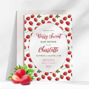 Aardbeien Berry Sweet Baby shower Invitation Kaart