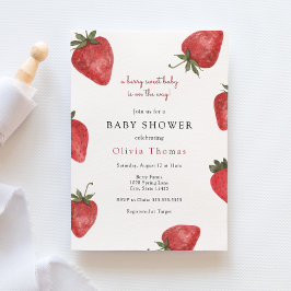Aardbeien Berry Sweet Baby shower Invitation Kaart