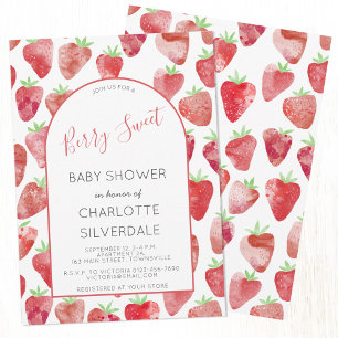 Aardbeien Berry Sweet Baby shower Invitation Kaart