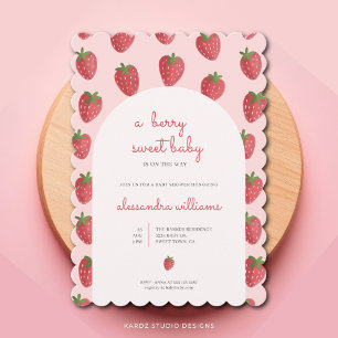 Aardbeien Berry Sweet Baby shower Invitation Kaart