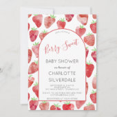 Aardbeien Berry Sweet Baby shower Invitation Kaart (Voorkant)