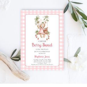 Aardbeien Berry Sweet Beer Baby shower Girl Kaart