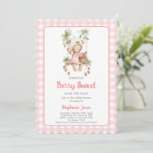 Aardbeien Berry Sweet Beer Baby shower Girl Kaart (Staand voorkant)